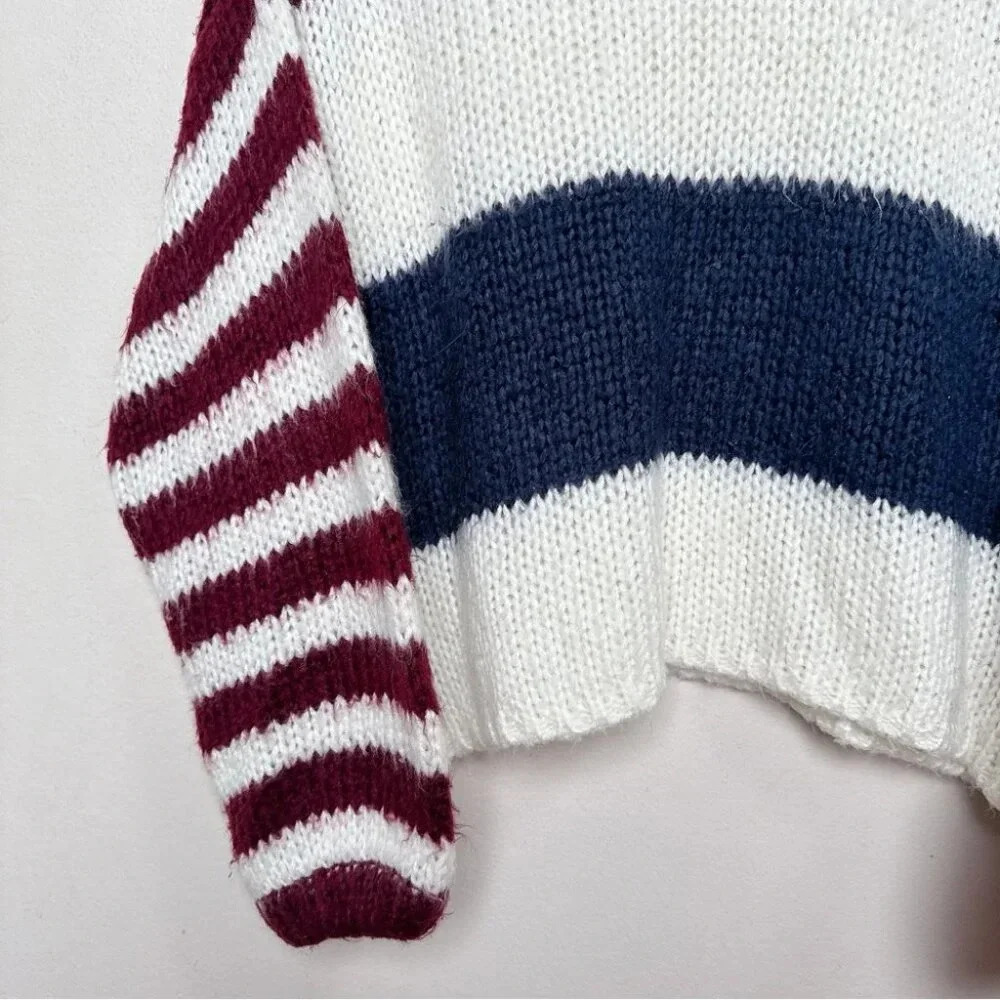 Lovestitch Womens Medium Striped Colorblock Crew Neck Sweater - Picture 10 of 16